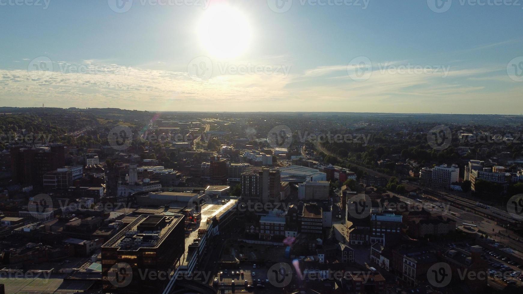 Aerial footage by drone high angle view of London Luton City of England Great Britain photo