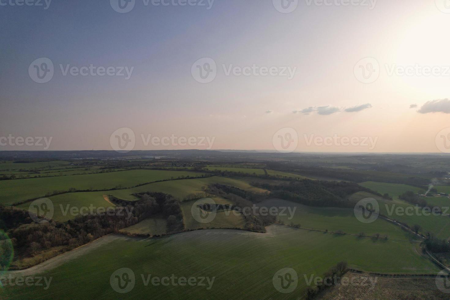 Gorgeous Aerial View of Luton City of England UK at Sunset Time, Colourful Clouds high angle footage taken by drone photo