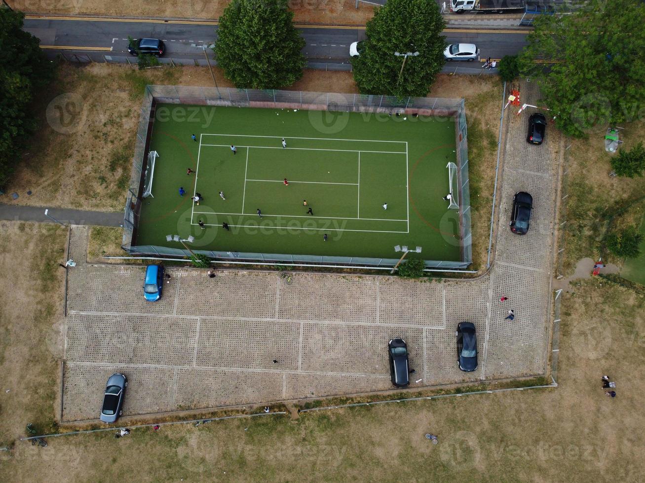 Aerial view and high angle footage of Playground at Luton City of England UK photo