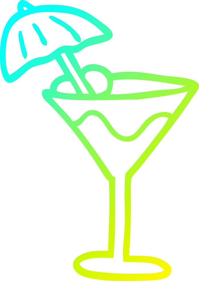 cold gradient line drawing cartoon martini drink vector