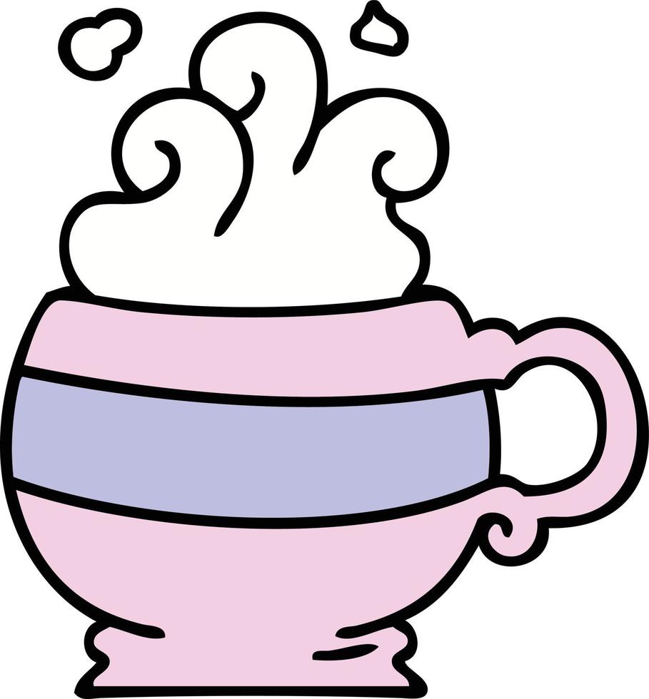 quirky hand drawn cartoon hot drink vector