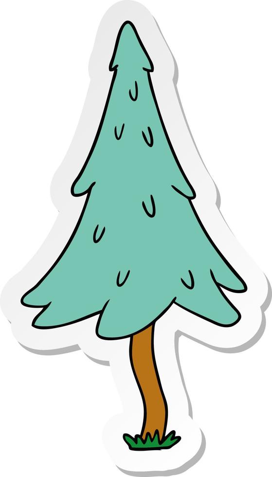 sticker cartoon doodle of woodland pine trees vector