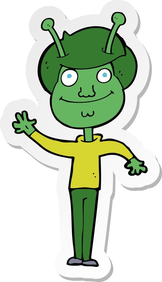 sticker of a cartoon space alien vector