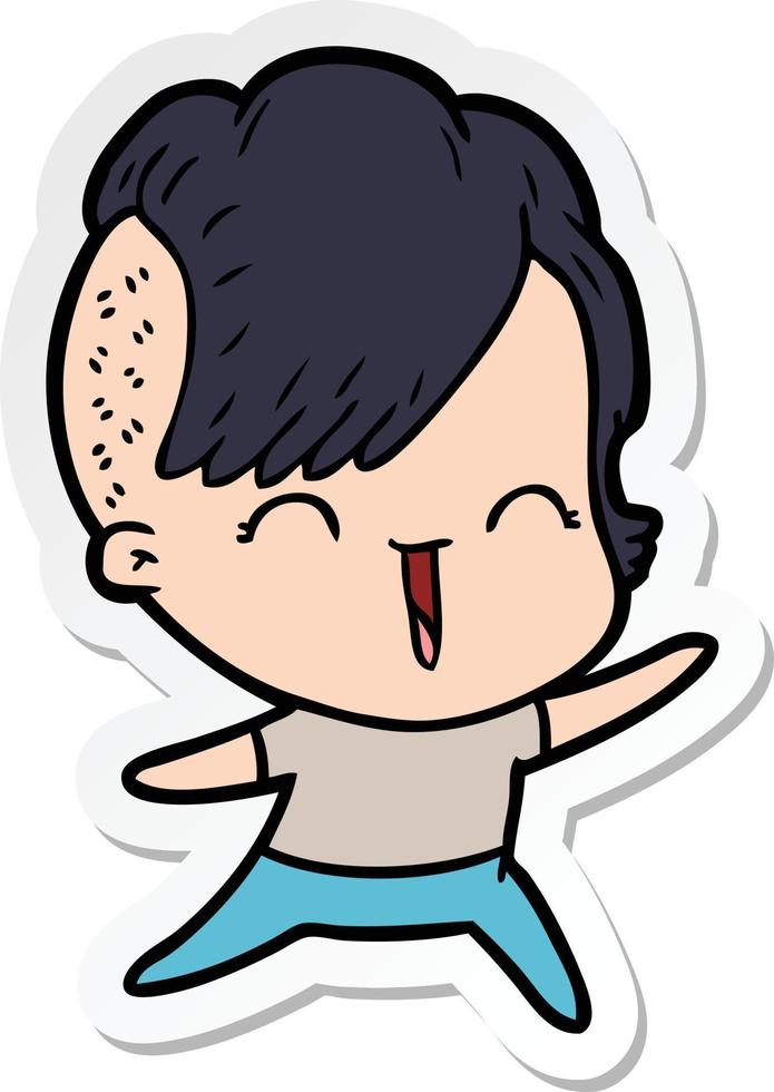 sticker of a cartoon happy hipster girl vector
