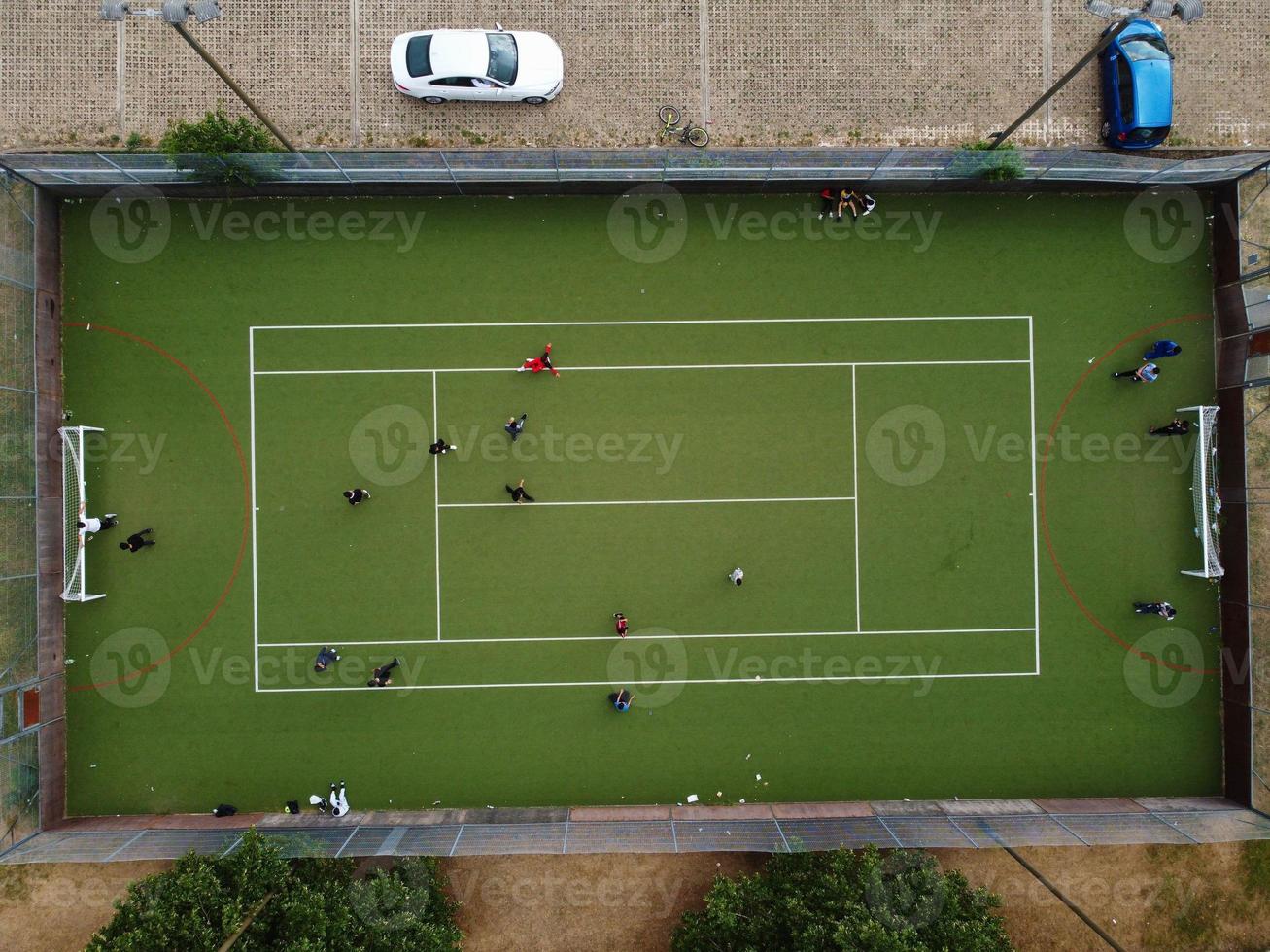 Aerial view and high angle footage of Playground at Luton City of England UK photo