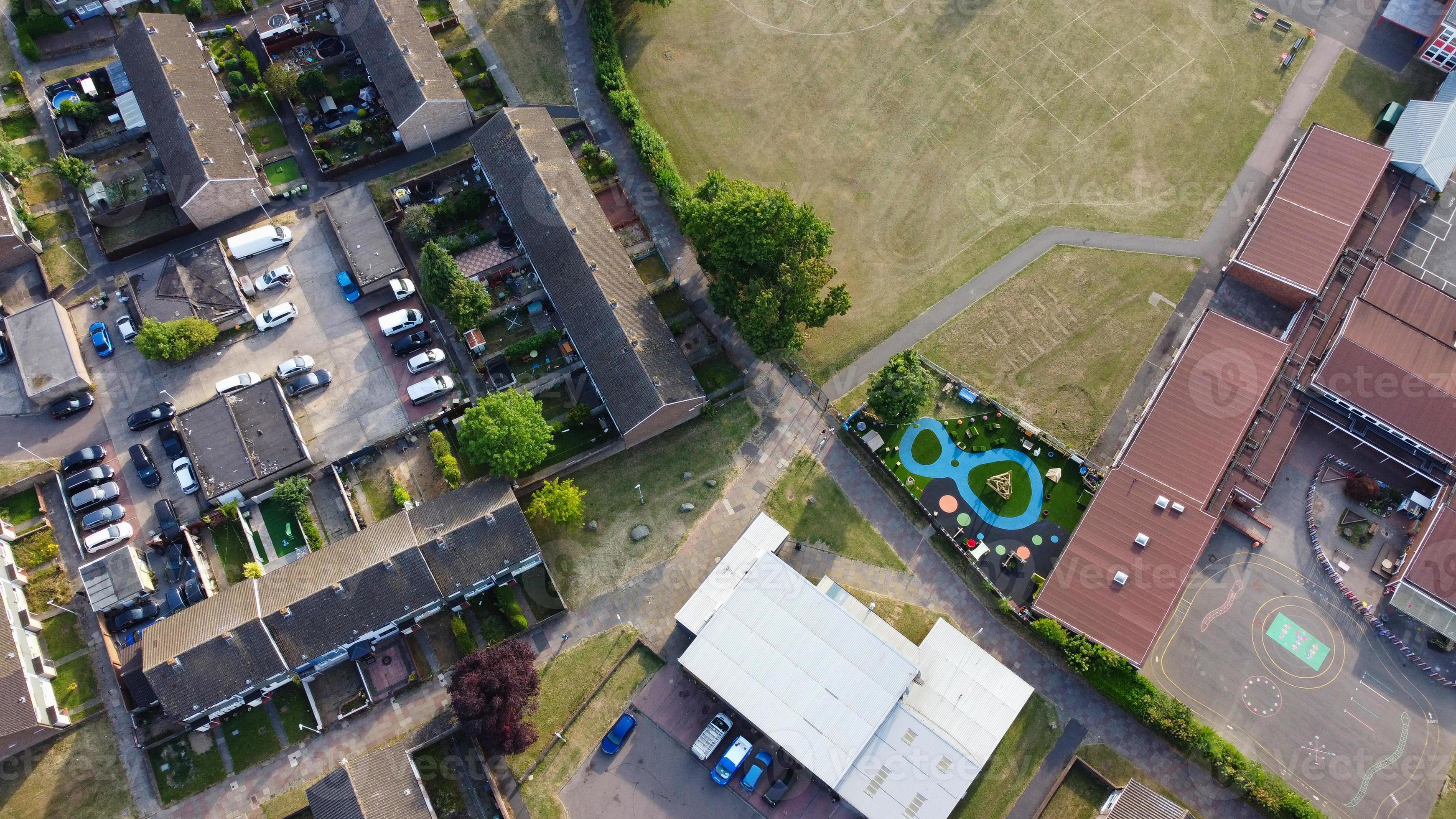 Beautful Aerial View and High Angle footage of Leagrave Station Area of