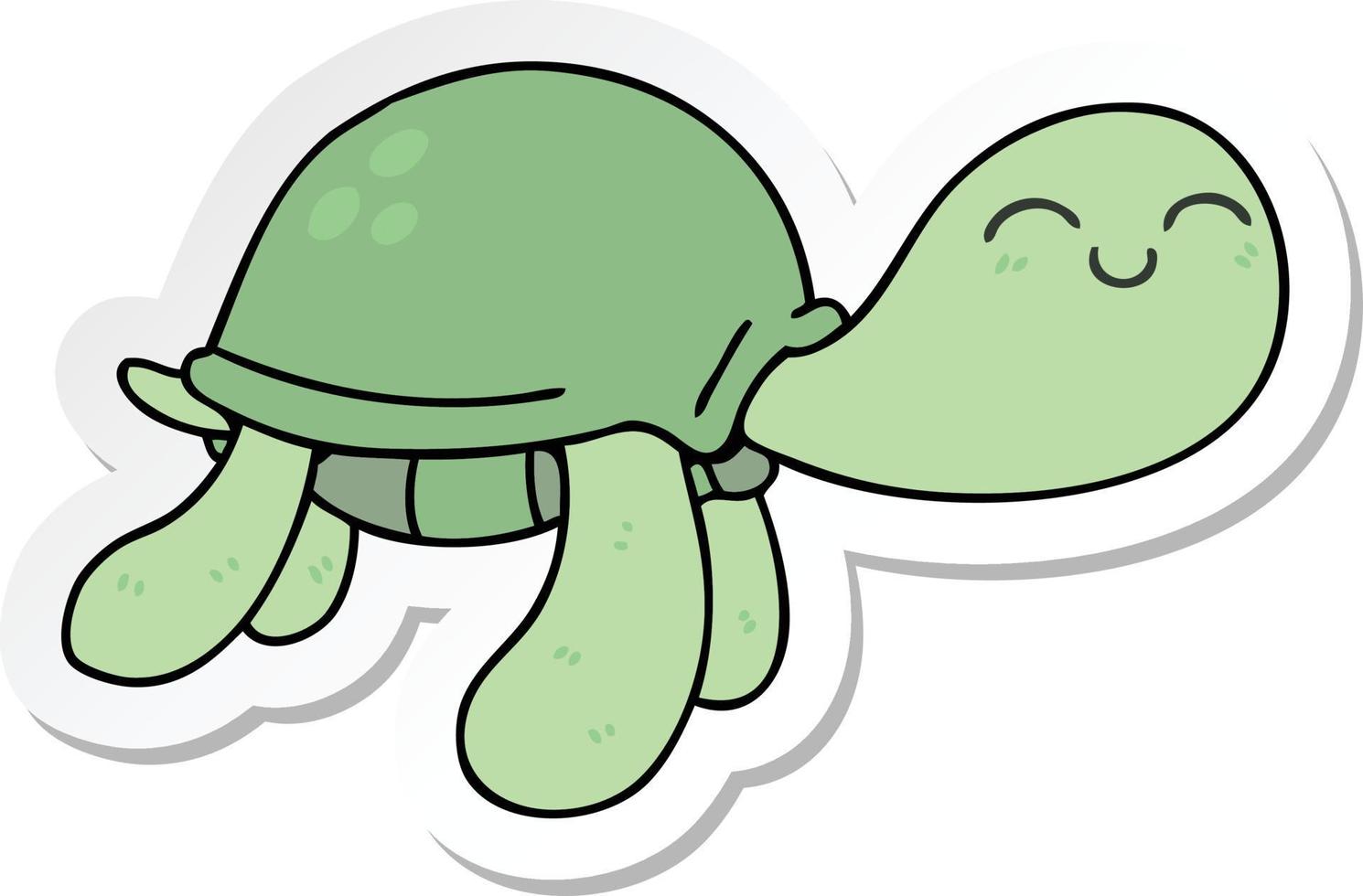 sticker of a quirky hand drawn cartoon turtle vector