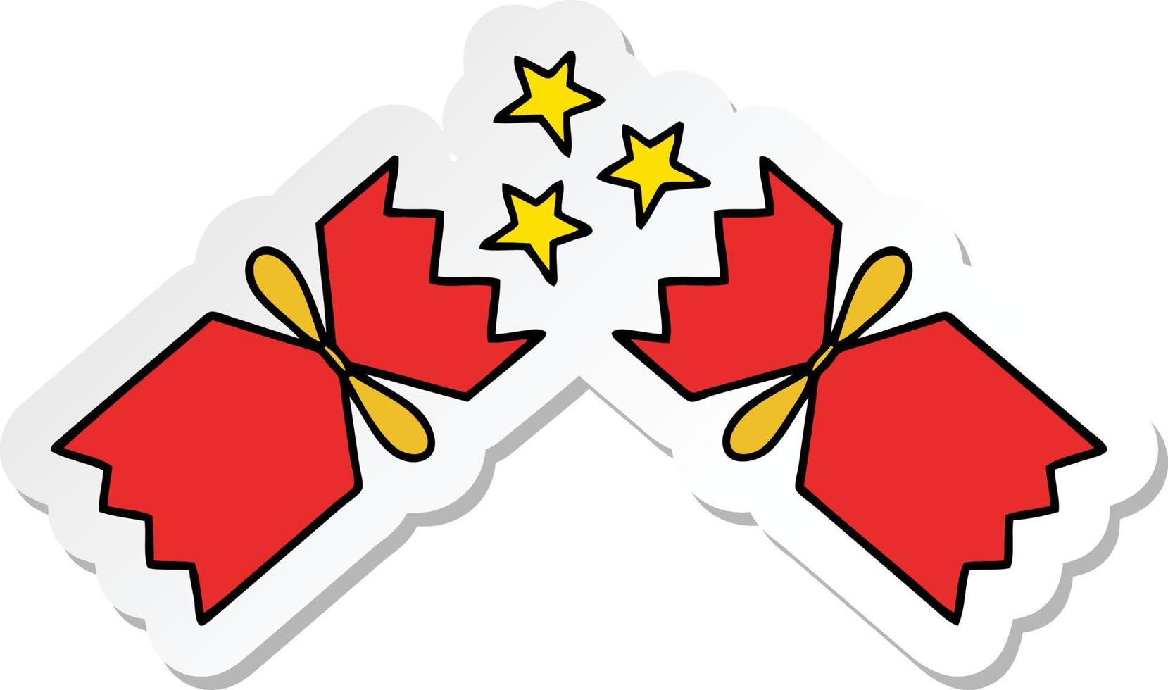 sticker of a cute cartoon christmas cracker vector