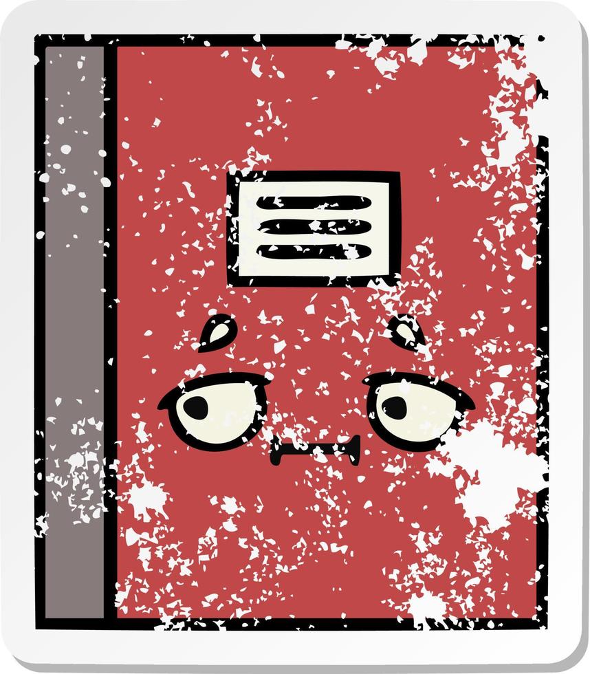distressed sticker of a cute cartoon notebook vector