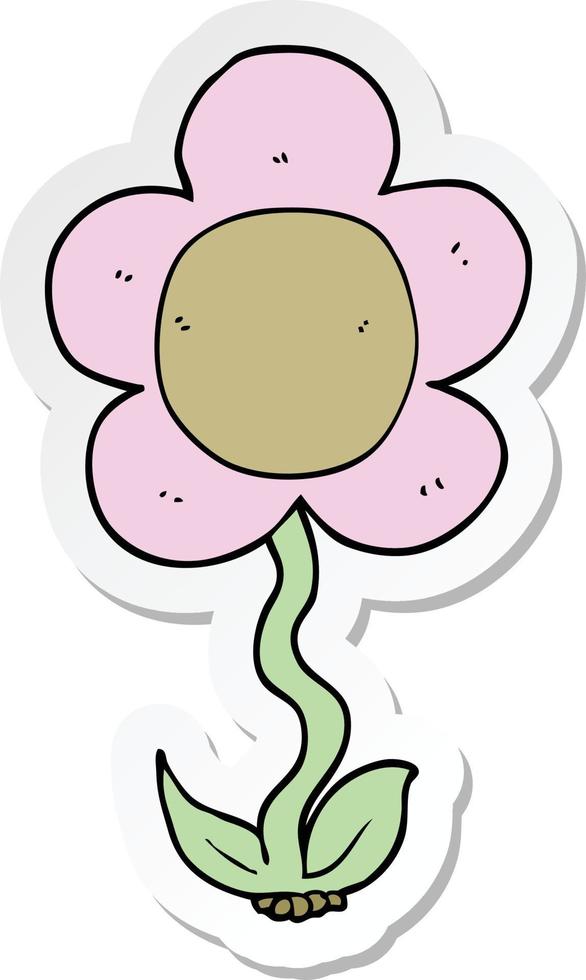 sticker of a cartoon flower vector
