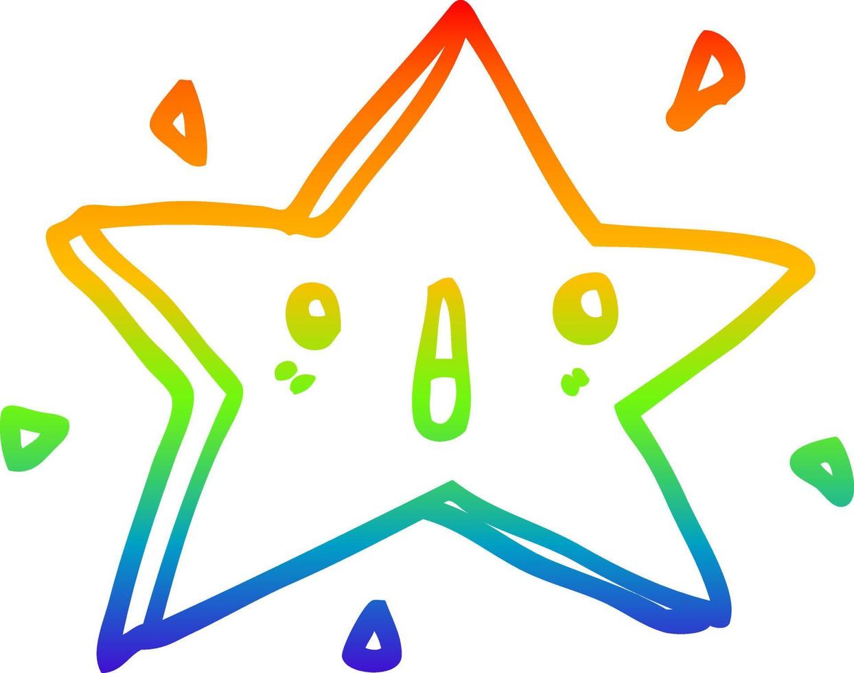 rainbow gradient line drawing cute cartoon star vector