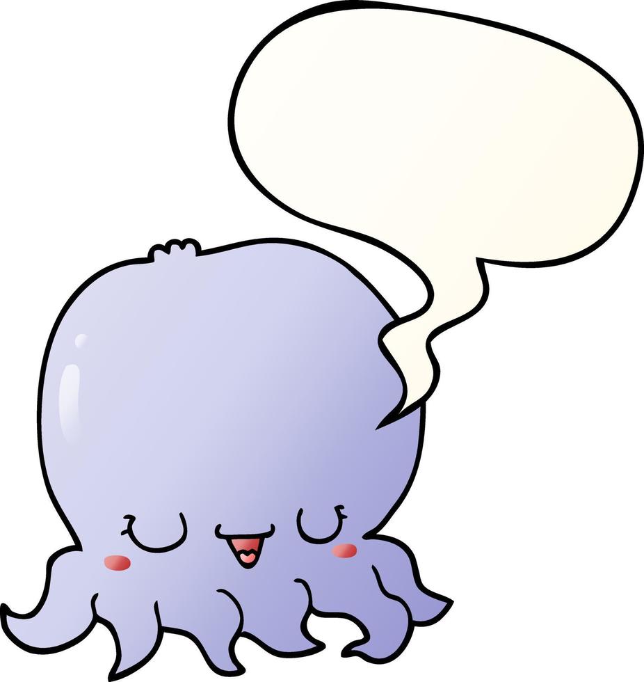 cartoon jellyfish and speech bubble in smooth gradient style vector