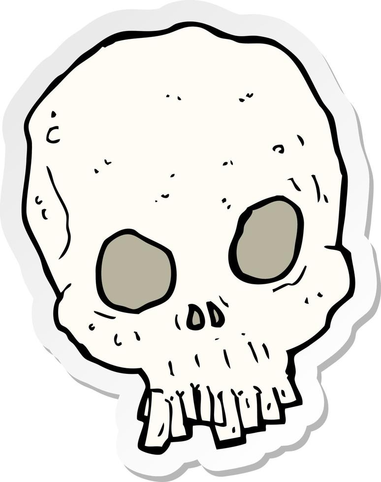 pegatina de un cráneo espeluznante de dibujos animados vector