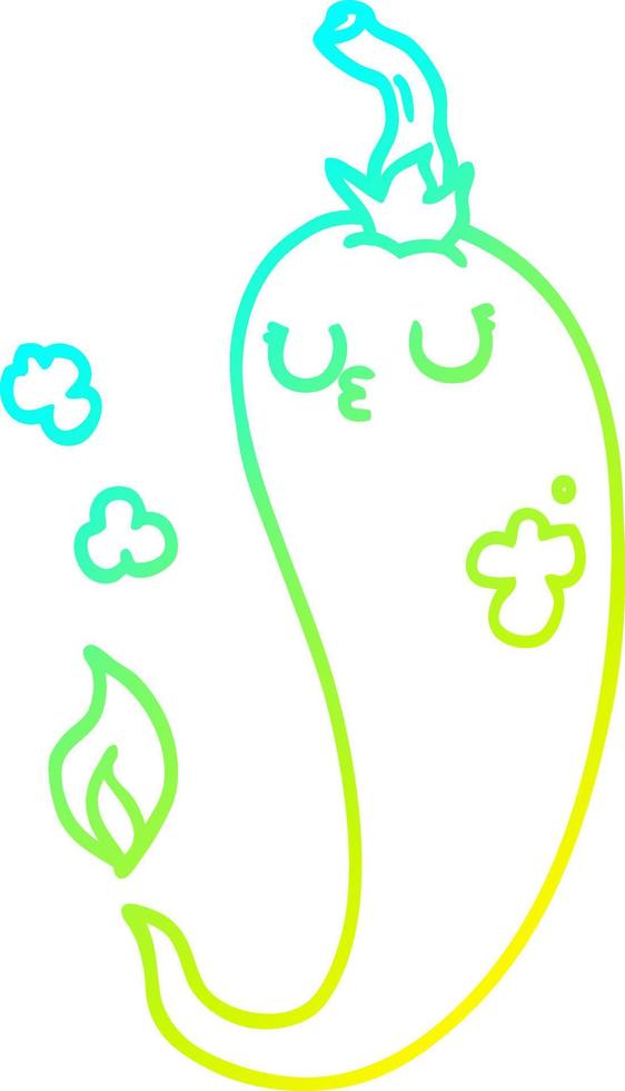 cold gradient line drawing cartoon hot chili pepper vector