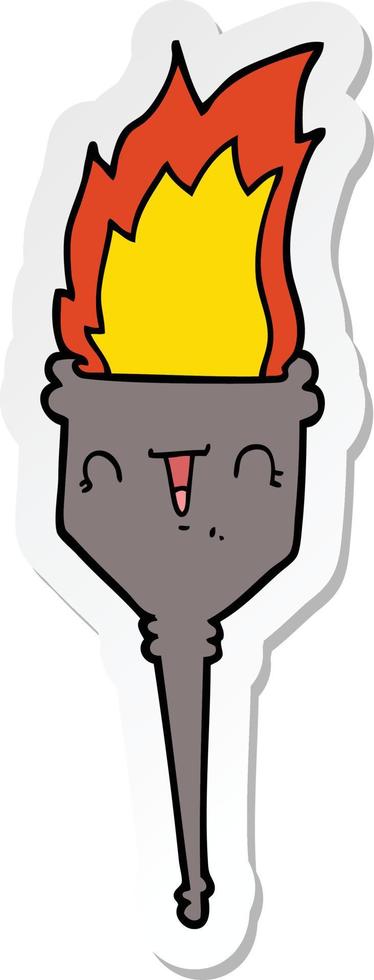 sticker of a cartoon flaming chalice vector