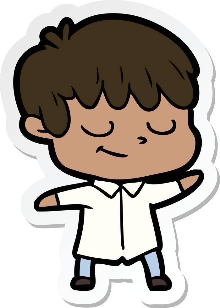 sticker of a cartoon happy boy vector