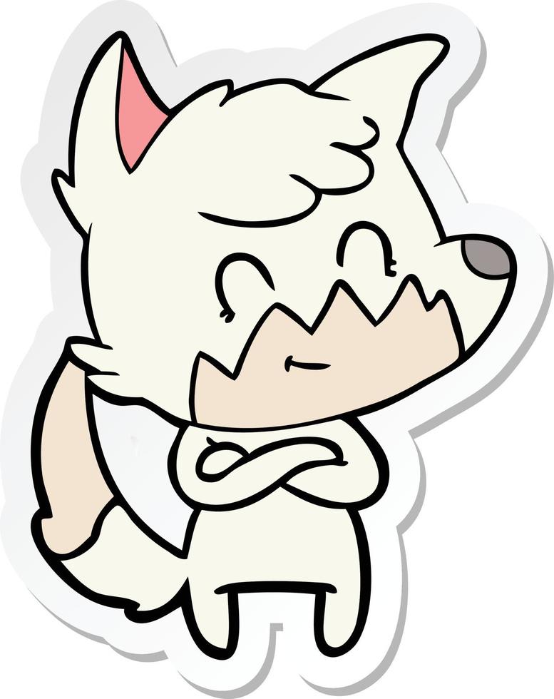 sticker of a cartoon happy fox vector