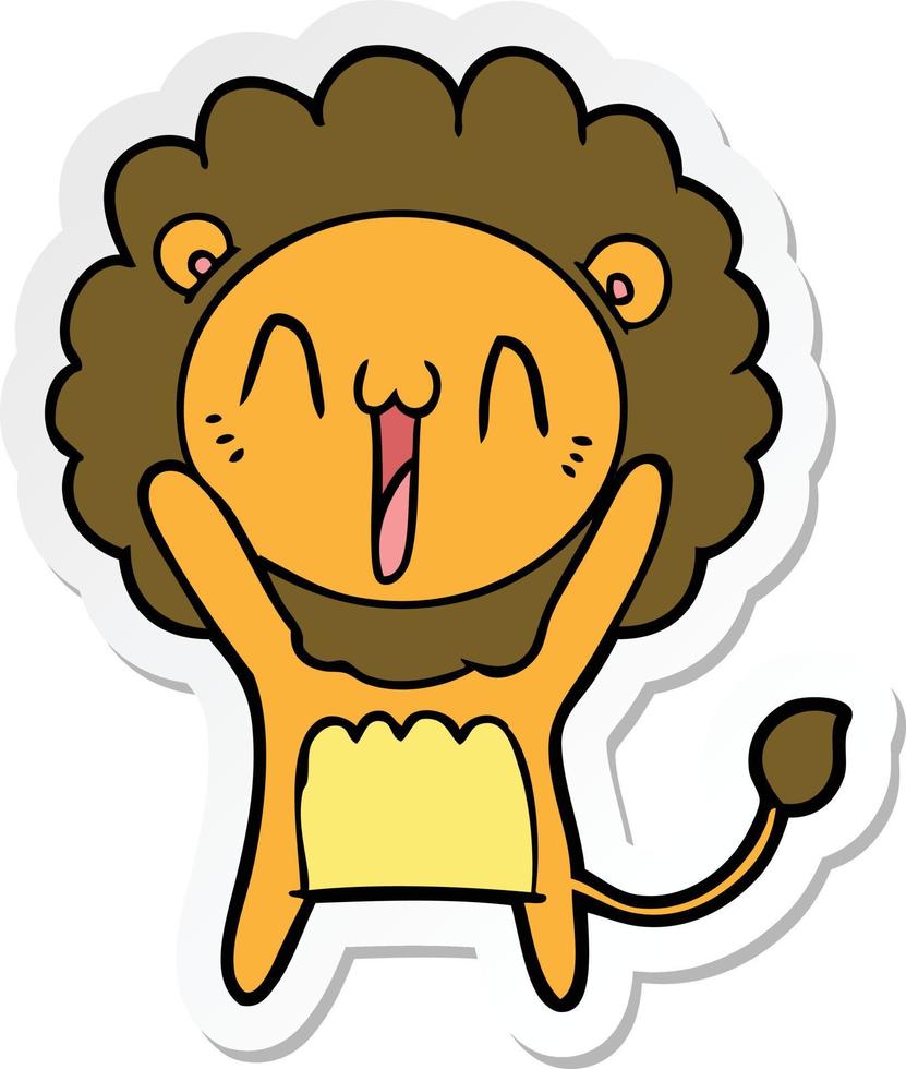 sticker of a happy cartoon lion vector