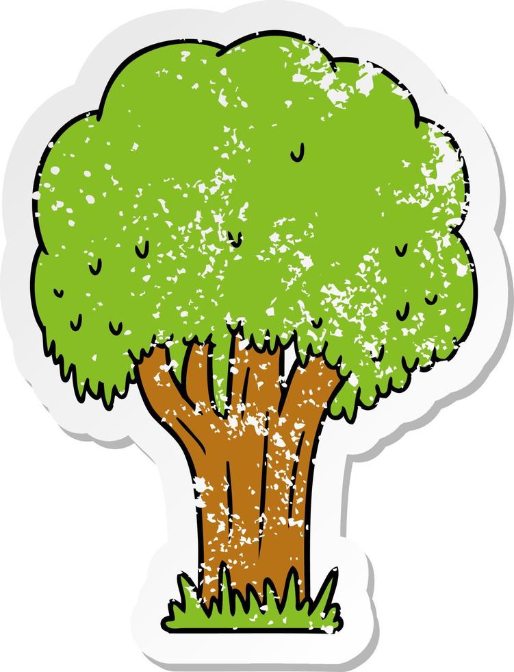 distressed sticker cartoon doodle of a summer tree vector