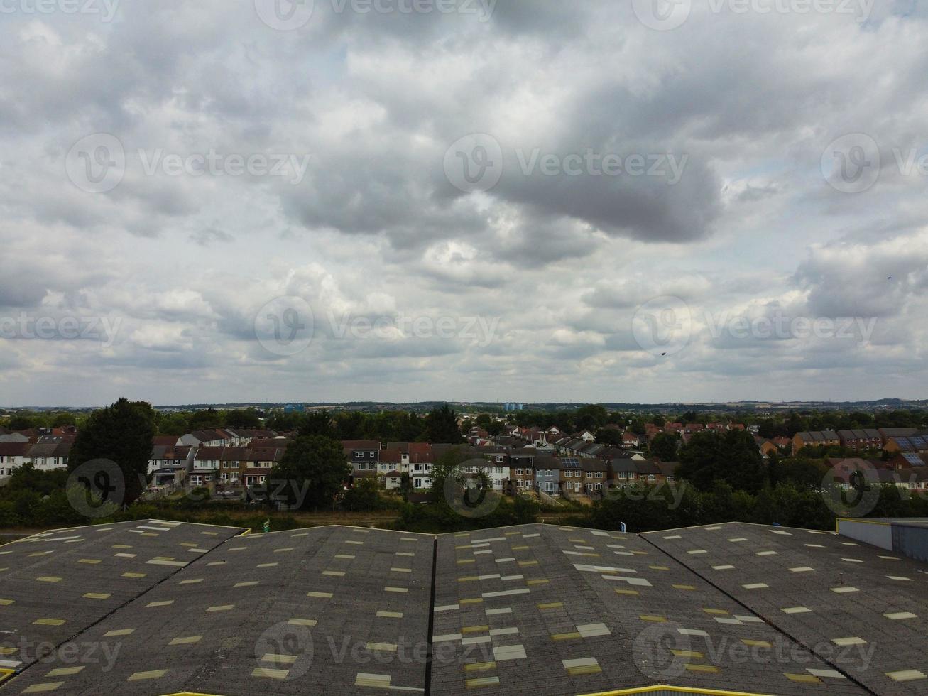 Aerial view and high angle footage of City Centre of British Town Luton England UK. photo