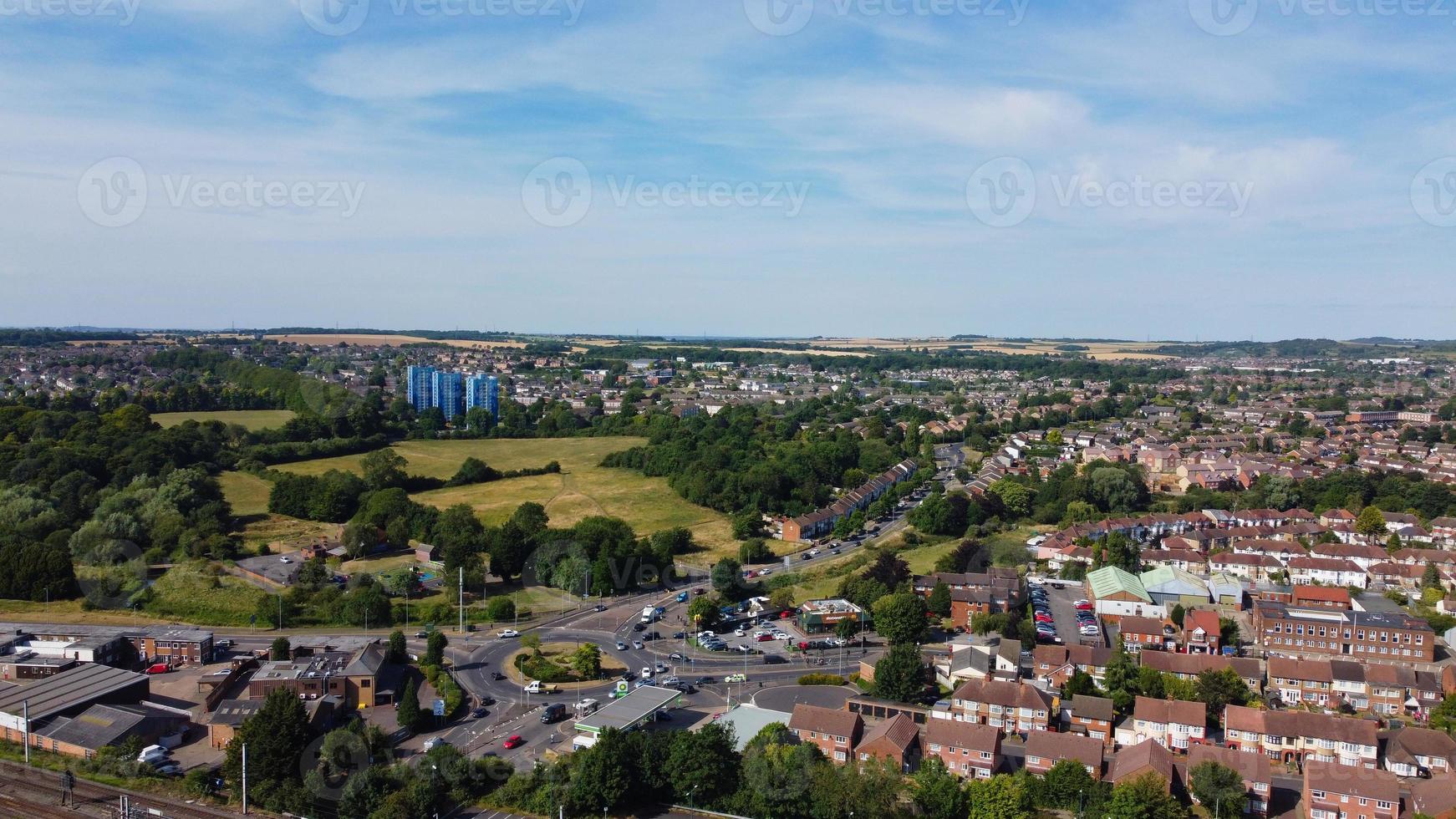 Beautful Aerial View and High Angle footage of Leagrave Station Area of