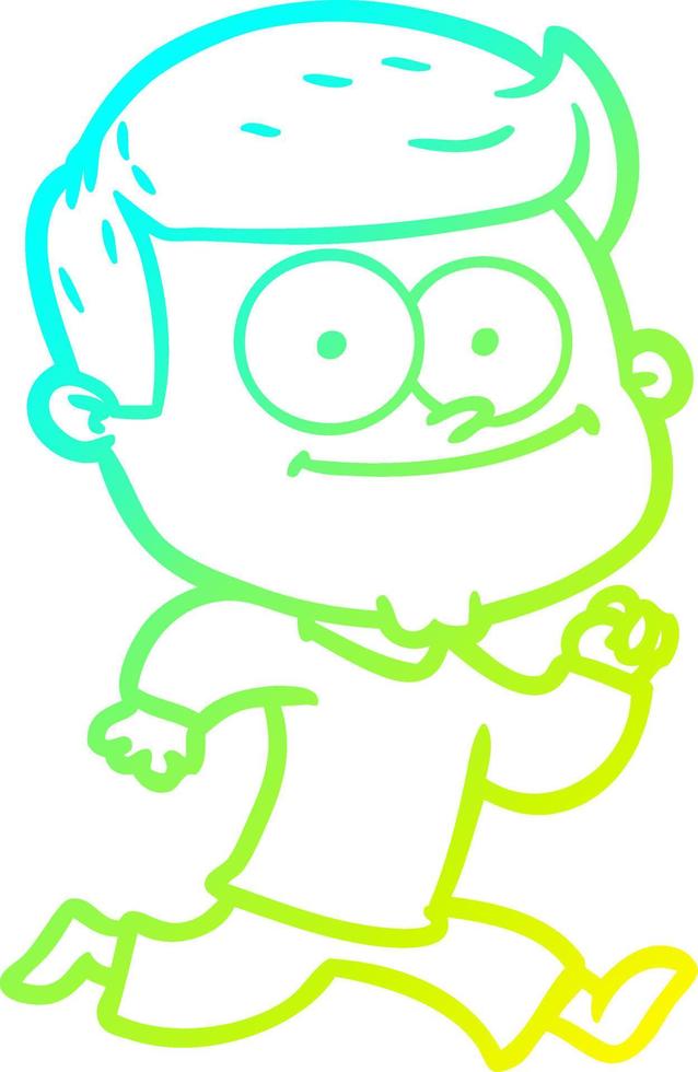 cold gradient line drawing cartoon happy man vector