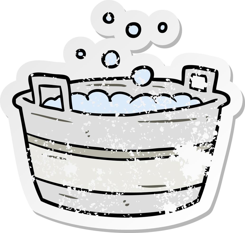 distressed sticker of a cartoon old tin bath vector