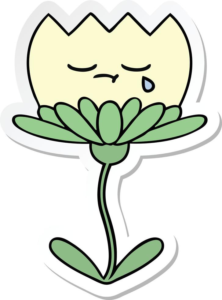 sticker of a cute cartoon flower vector