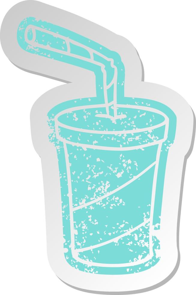 distressed old sticker of fastfood drink vector
