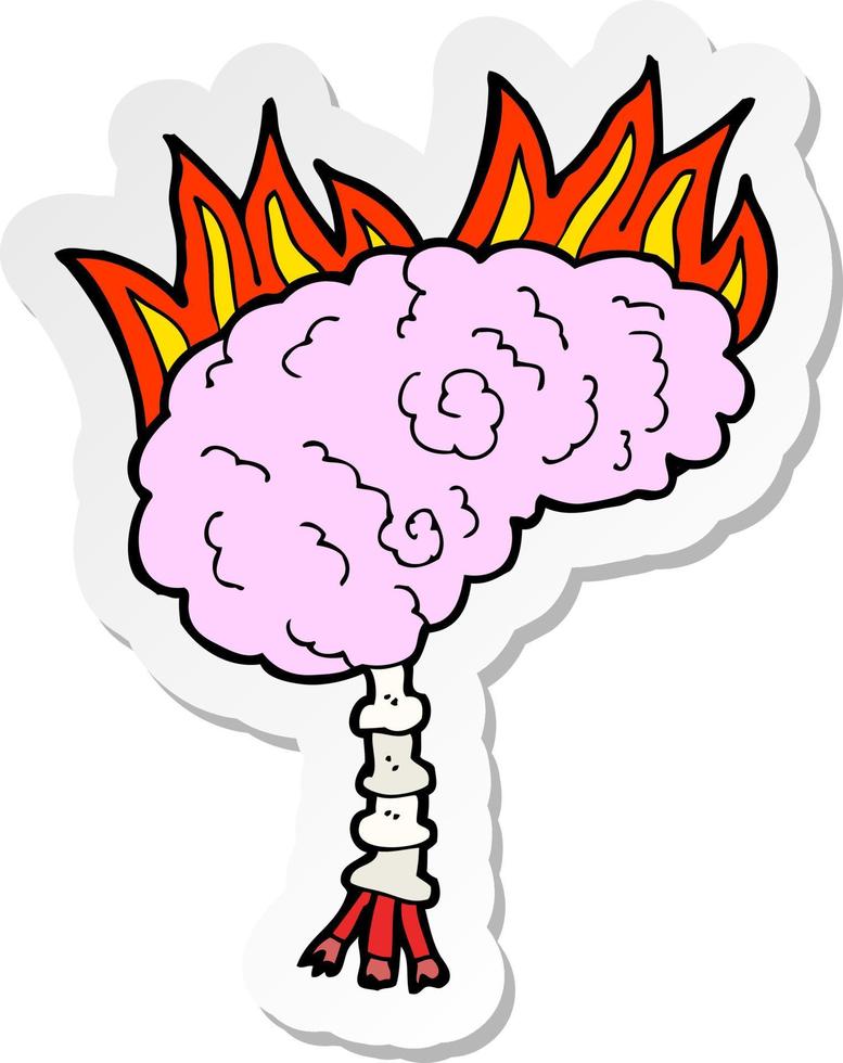 sticker of a cartoon brain vector