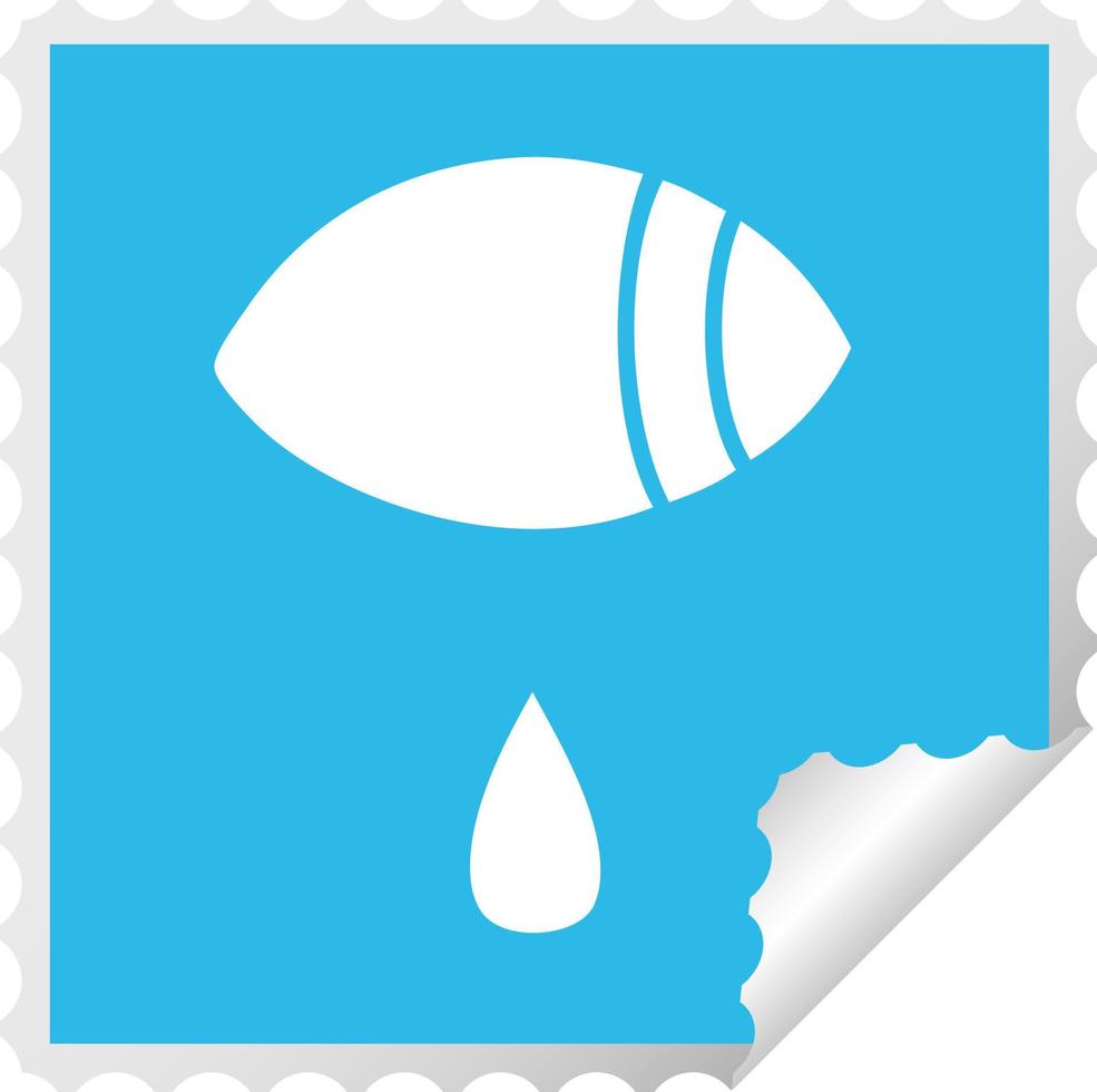 square peeling sticker cartoon crying eye looking to one side vector