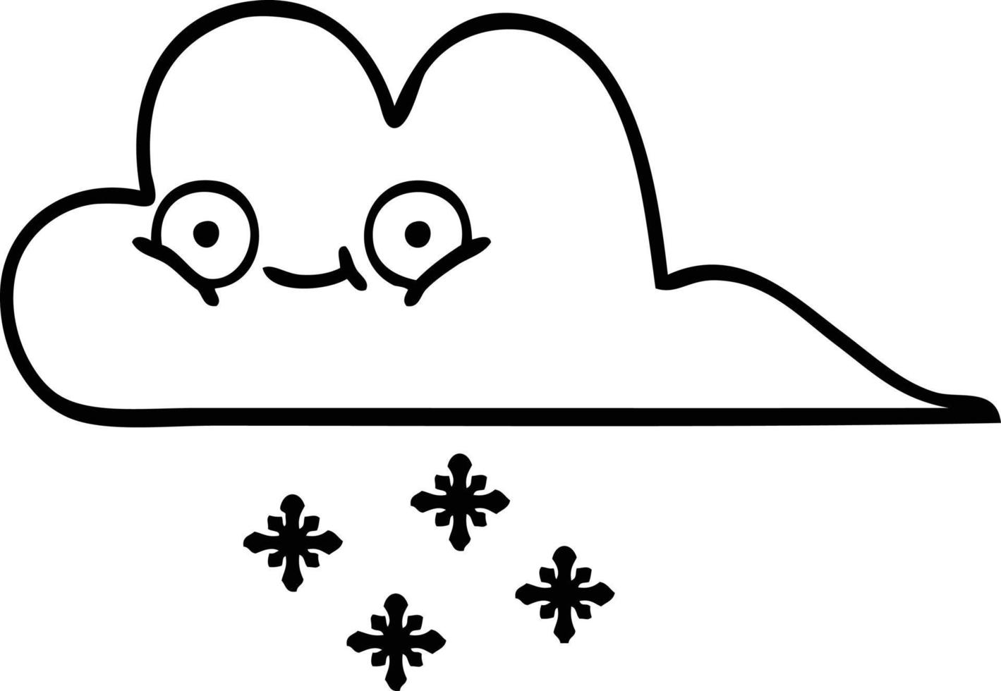 line drawing cartoon snow cloud vector