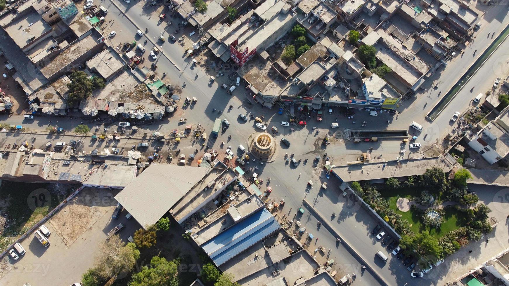 High Angle Aerial View of Sheikhupura City of Punjab Pakistan, Drone's Footage. Sheikhupura also known as Qila Sheikhupura, is a city in the Pakistani province of Punjab. photo