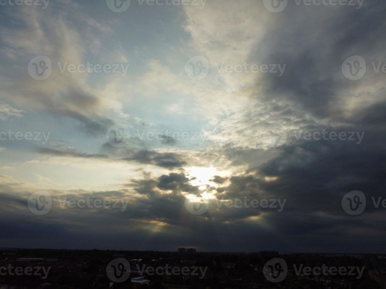 Aerial Footage and High Angle View of Luton Town of England and Residential Area of UK photo