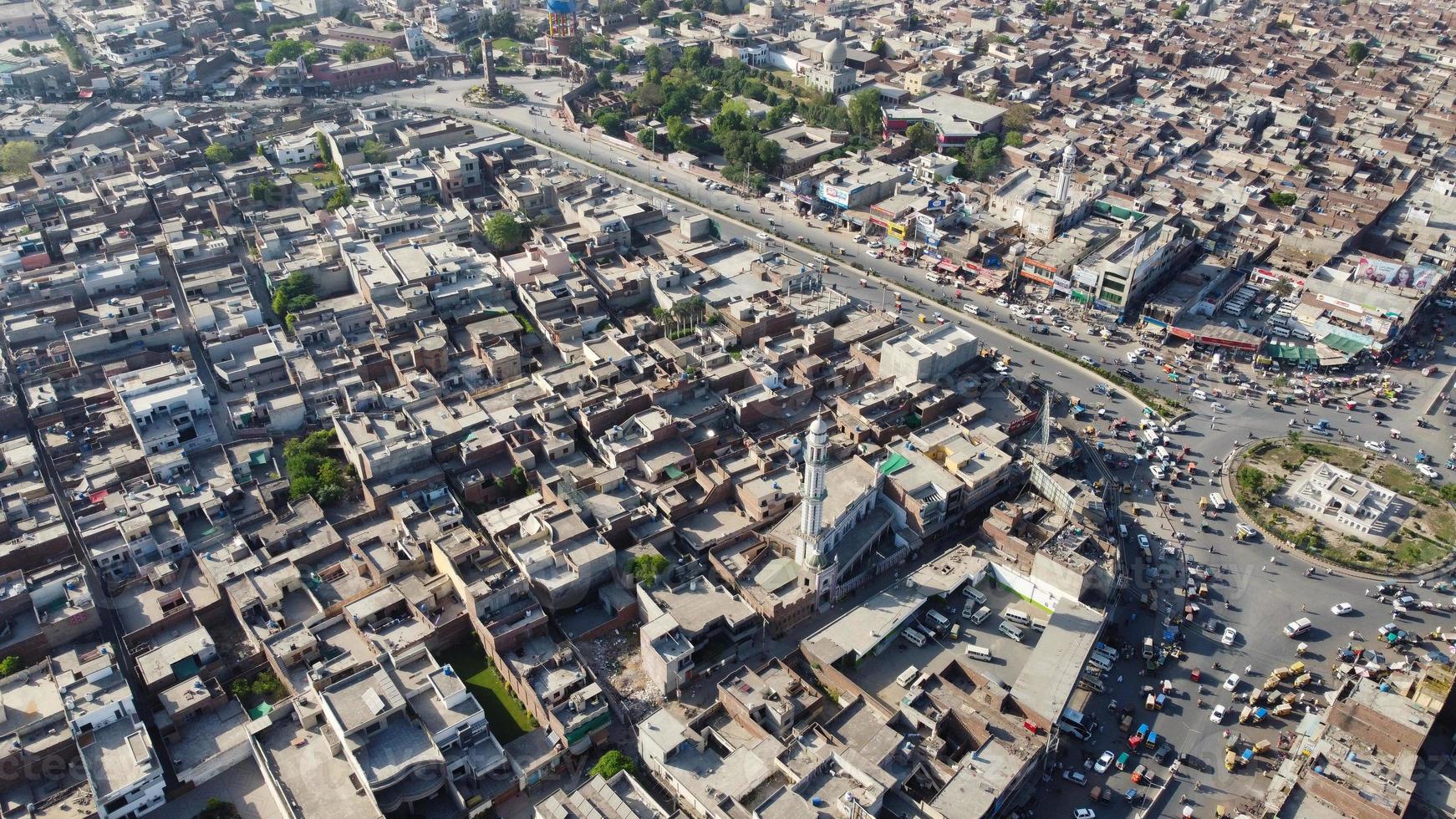 High Angle Aerial View of Sheikhupura City of Punjab Pakistan, Drone's Footage. Sheikhupura also known as Qila Sheikhupura, is a city in the Pakistani province of Punjab. photo