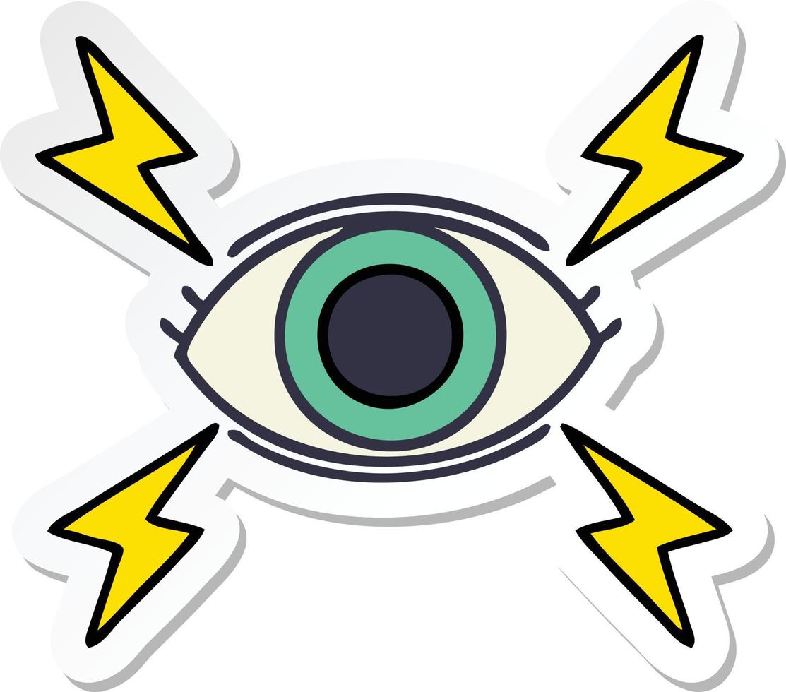 sticker of a cute cartoon mystic eye vector