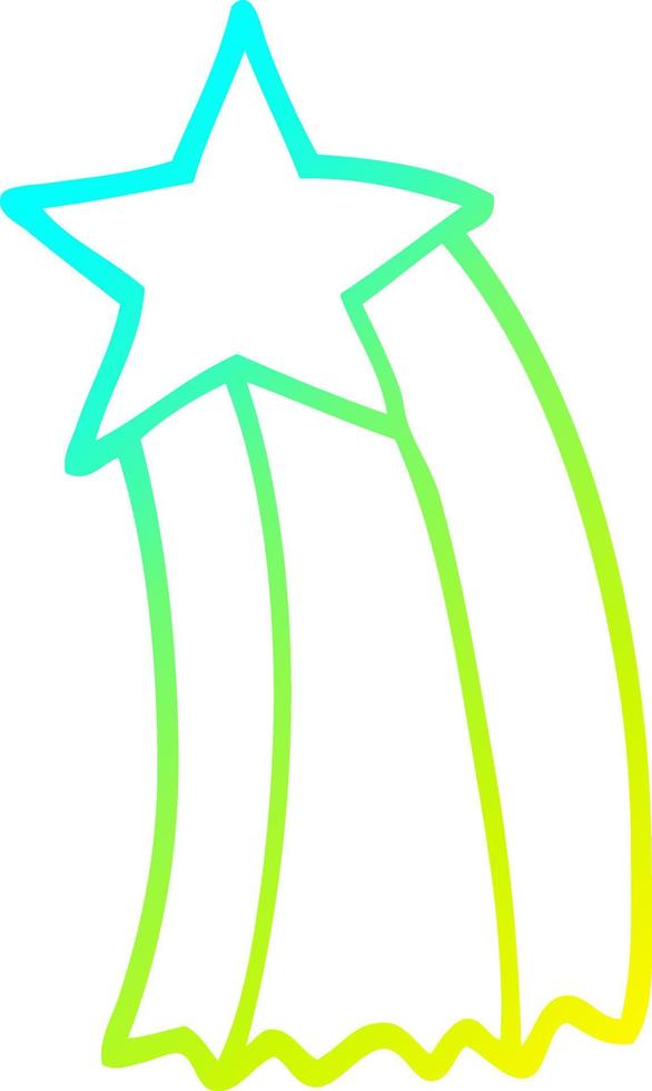 cold gradient line drawing cartoon shooting star vector