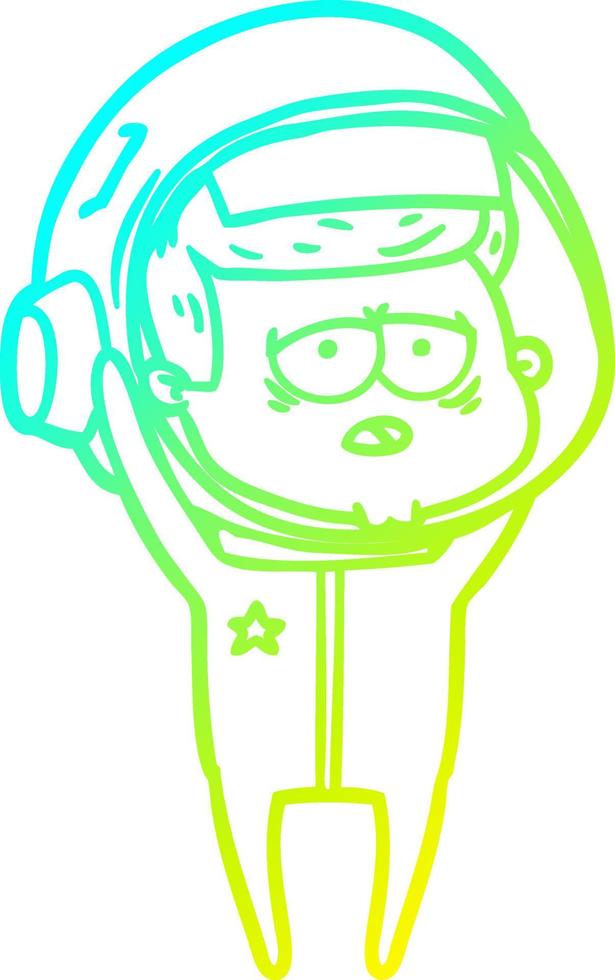 cold gradient line drawing cartoon tired astronaut vector
