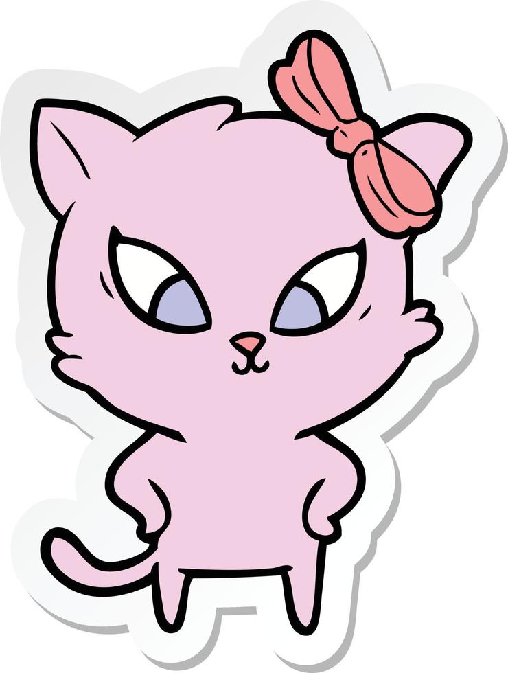 sticker of a cartoon cat vector