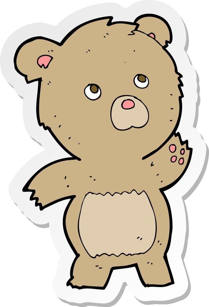 sticker of a cartoon curious teddy bear vector