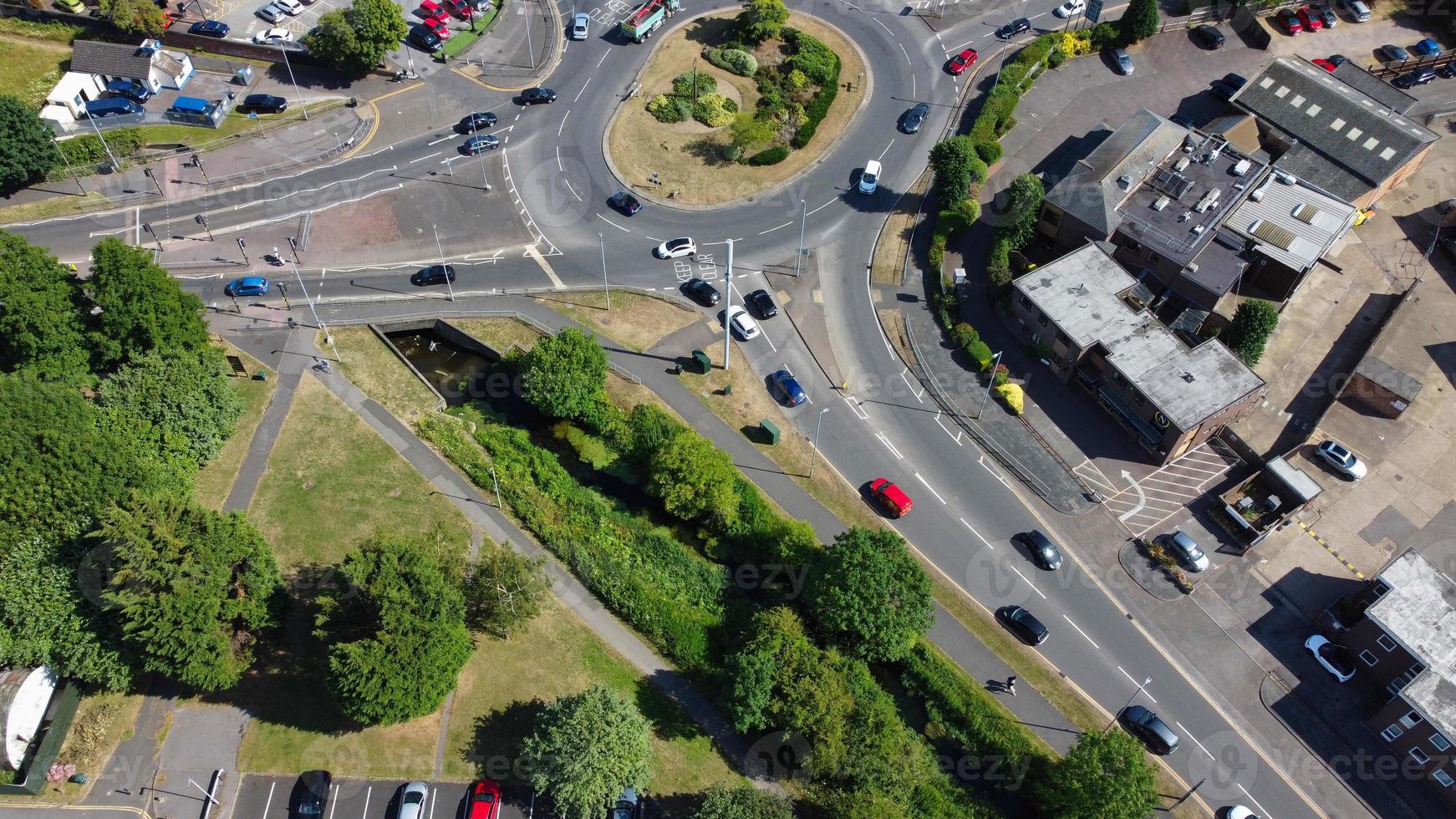 Aerial view high angle footage of Luton Town of England photo