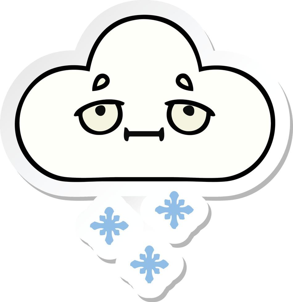 sticker of a cute cartoon snow cloud vector