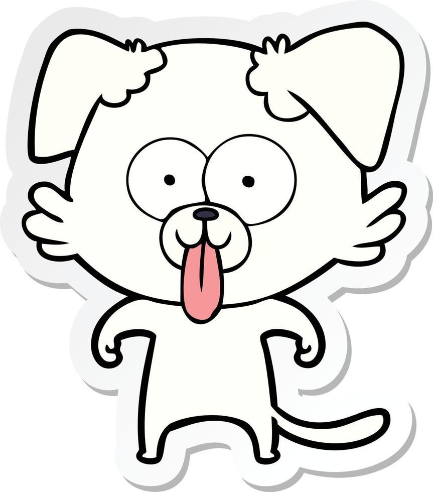 sticker of a cartoon dog with tongue sticking out vector