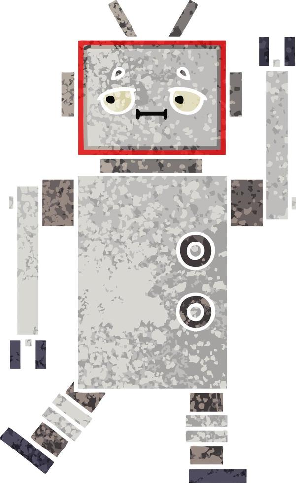 retro illustration style cartoon robot vector