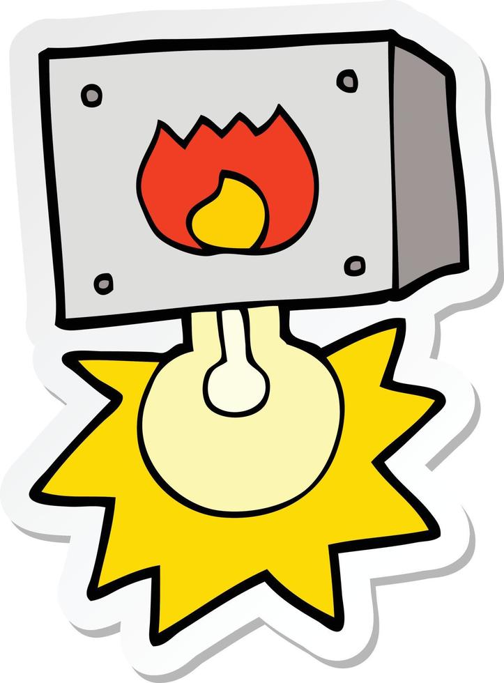 sticker of a cartoon flashing fire warning light vector