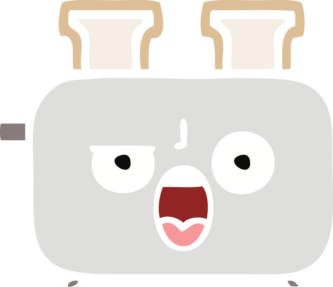 flat color retro cartoon of a toaster vector