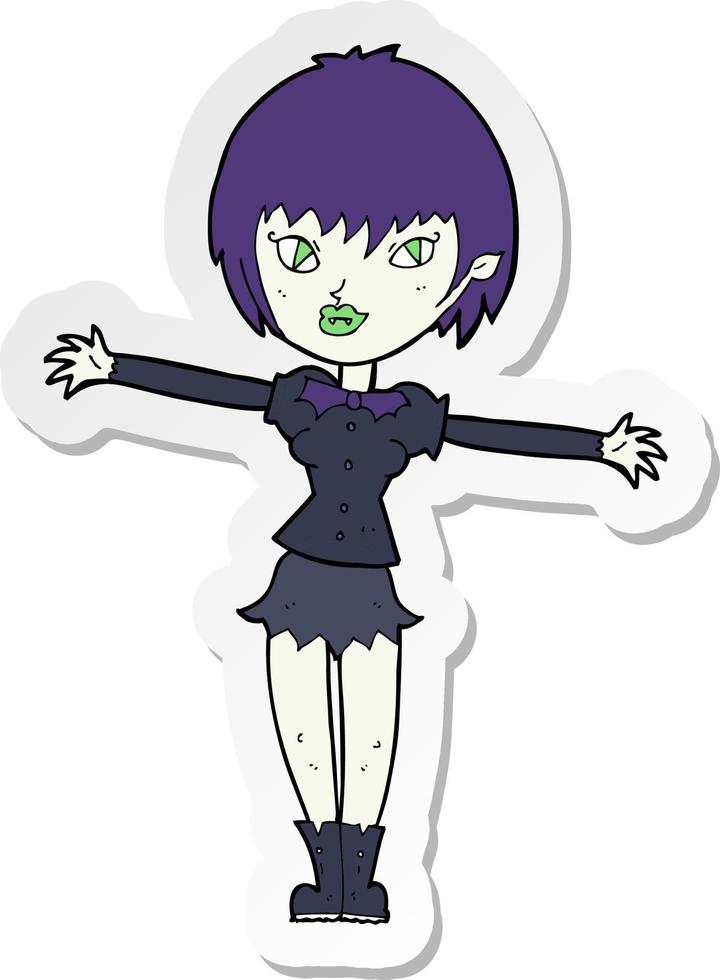 sticker of a cartoon vampire girl vector