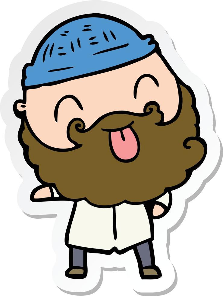 sticker of a man with beard sticking out tongue vector