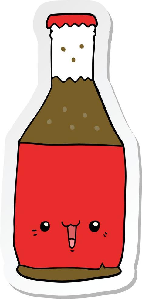 sticker of a cartoon beer bottle vector