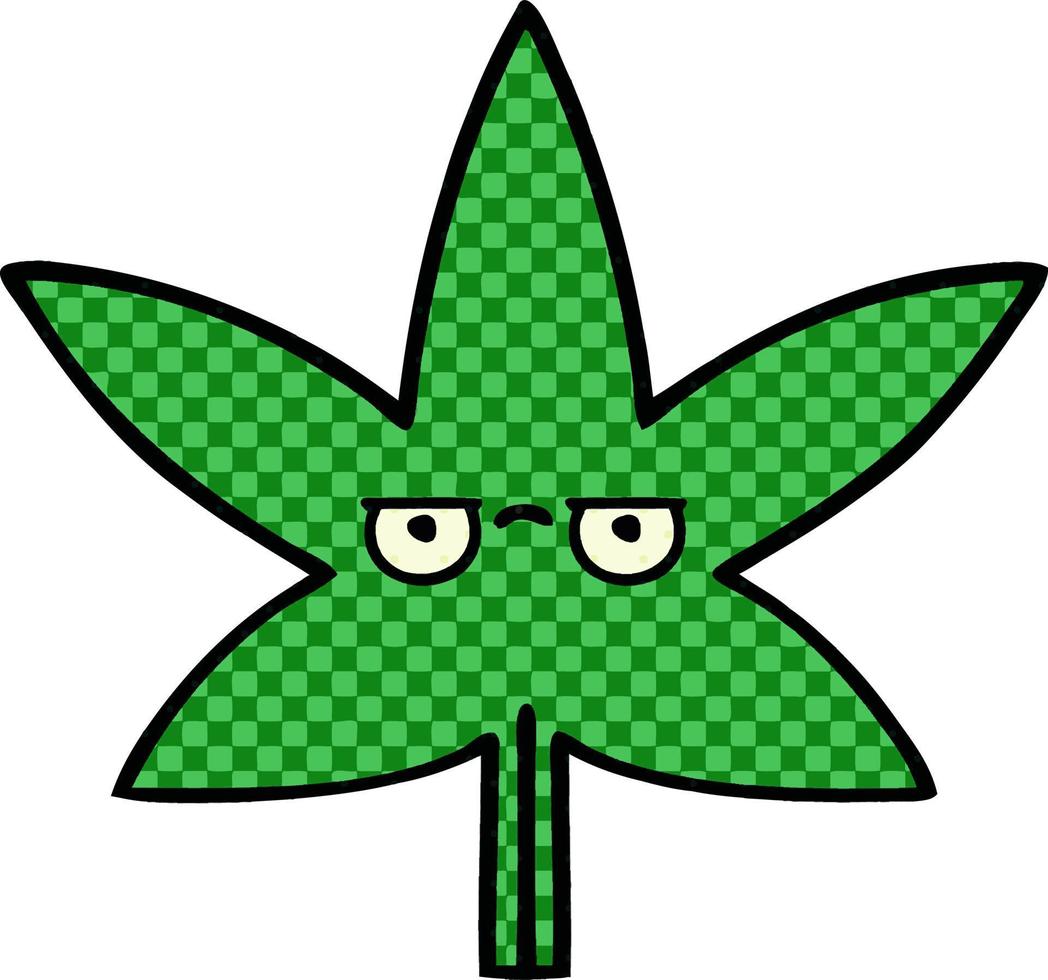 hoja de marihuana de dibujos animados de estilo cómic vector